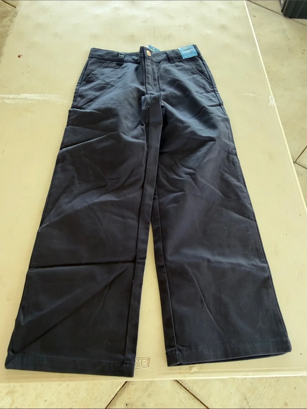 NWT Gymboree Boys Navy Wide Leg Chinos With Adjustable Waist